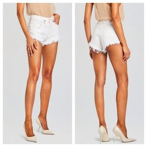 Anthropologie Retrofete White Gold Tessa Fringe Denim Shorts Size 29